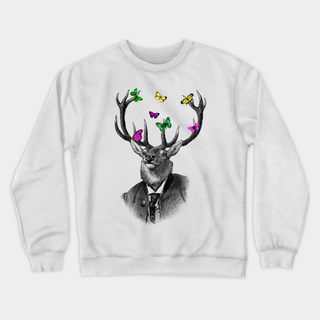 decorative deer portrait Crewneck Sweatshirt by ysmnlettering